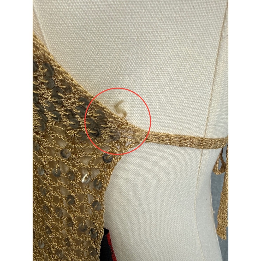 SHE'S Halter Top Women OS Gold Sequin Crochet Knit Festival Boho Mermaidcore Y2K - Picture 6 of 9